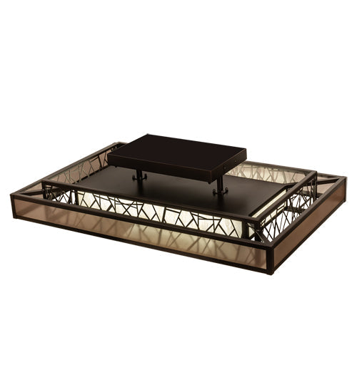 Meyda Lighting Quadrato 48" Oil Rubbed Bronze Rich Umador Semi-flush Mount Light With Brown & Beige Shade