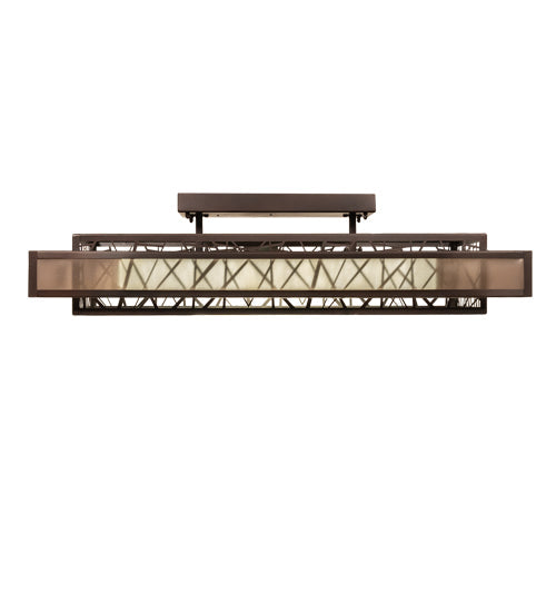 Meyda Lighting Quadrato 48" Oil Rubbed Bronze Rich Umador Semi-flush Mount Light With Brown & Beige Shade