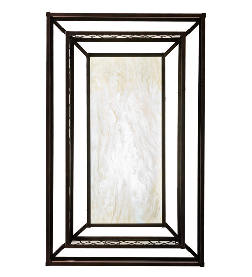 Meyda Lighting Quadrato 48" Oil Rubbed Bronze Rich Umador Semi-flush Mount Light With Brown & Beige Shade