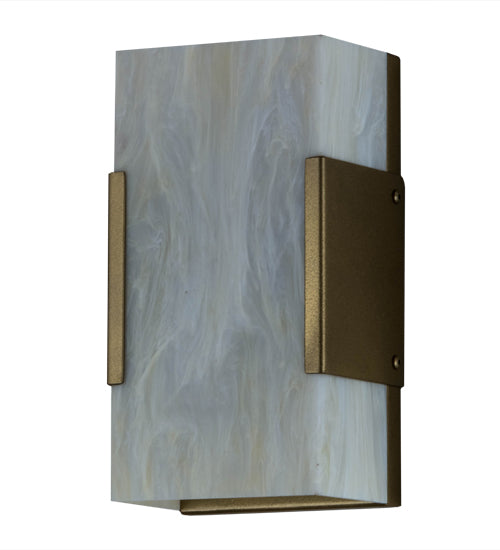 Meyda Lighting Quadrato 5" 2-Light Gold Metallic Vicio Wall Sconce With Creme Carrare Idalight Shade Glass