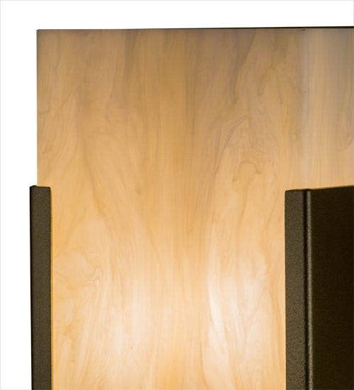 Meyda Lighting Quadrato 5" 2-Light Gold Metallic Vicio Wall Sconce With Creme Carrare Idalight Shade Glass