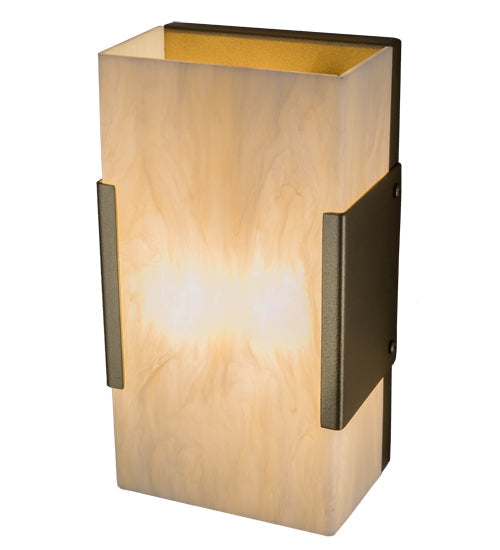 Meyda Lighting Quadrato 5" 2-Light Gold Metallic Vicio Wall Sconce With Creme Carrare Idalight Shade Glass