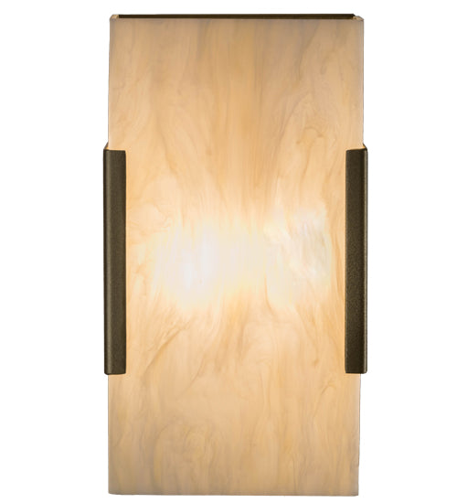 Meyda Lighting Quadrato 5" 2-Light Gold Metallic Vicio Wall Sconce With Creme Carrare Idalight Shade Glass