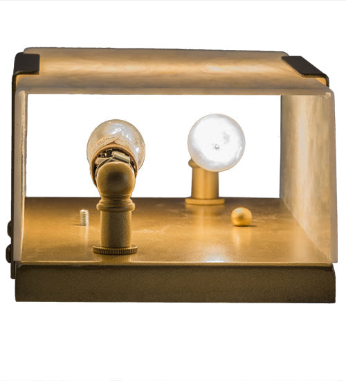 Meyda Lighting Quadrato 5" 2-Light Gold Metallic Vicio Wall Sconce With Creme Carrare Idalight Shade Glass