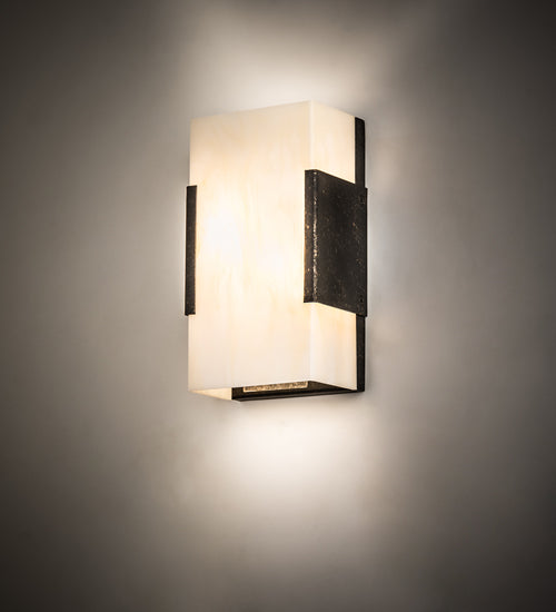 Meyda Lighting Quadrato 5" 2-Light Golden Bronze Vicio Wall Sconce With Creme Carrara Idalight Shade