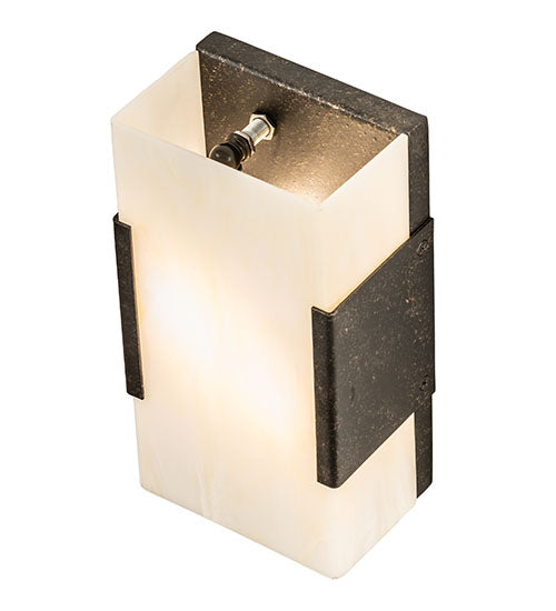 Meyda Lighting Quadrato 5" 2-Light Golden Bronze Vicio Wall Sconce With Creme Carrara Idalight Shade