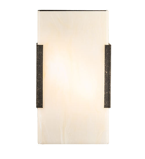 Meyda Lighting Quadrato 5" 2-Light Golden Bronze Vicio Wall Sconce With Creme Carrara Idalight Shade