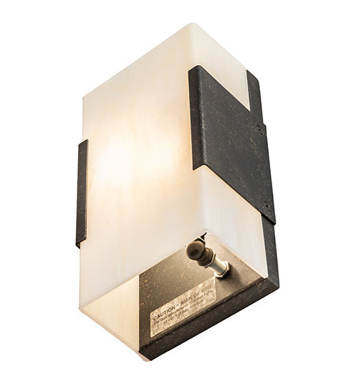 Meyda Lighting Quadrato 5" 2-Light Golden Bronze Vicio Wall Sconce With Creme Carrara Idalight Shade