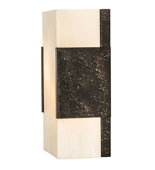 Meyda Lighting Quadrato 5" 2-Light Golden Bronze Vicio Wall Sconce With Creme Carrara Idalight Shade