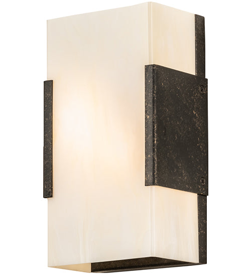 Meyda Lighting Quadrato 5" 2-Light Golden Bronze Vicio Wall Sconce With Creme Carrara Idalight Shade