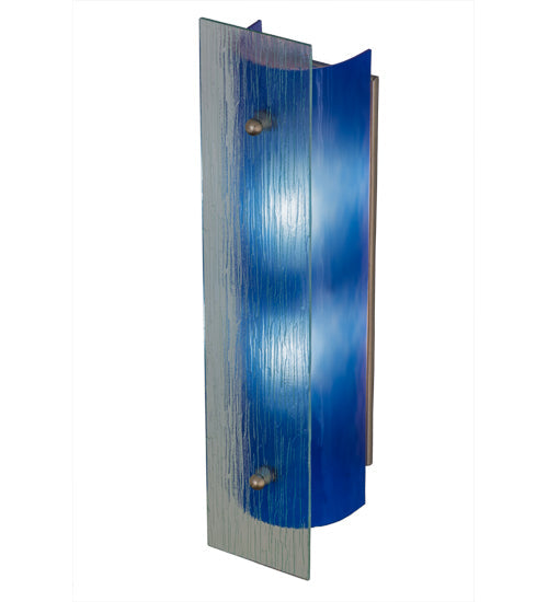 Meyda Lighting Quadrato 5" 2-Light Nickel Mist Wall Sconce With Mist Blue Shade Glass