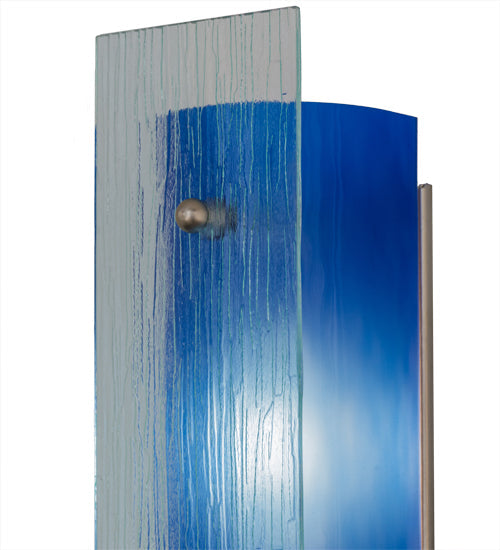 Meyda Lighting Quadrato 5" 2-Light Nickel Mist Wall Sconce With Mist Blue Shade Glass