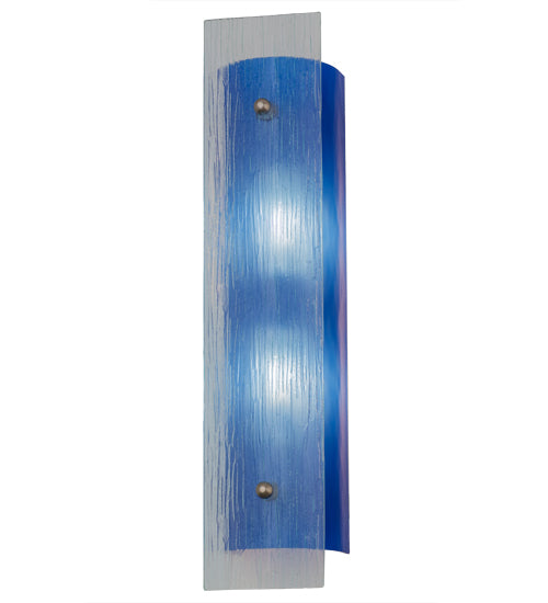 Meyda Lighting Quadrato 5" 2-Light Nickel Mist Wall Sconce With Mist Blue Shade Glass
