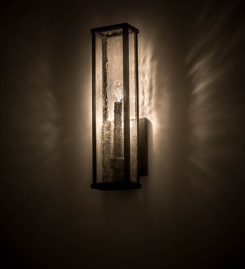 Meyda Lighting Quadrato 5" Cinnamon Coffee Metallic Darien Wall Sconce With Clear Seeded Shade Glass
