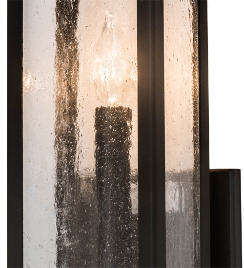 Meyda Lighting Quadrato 5" Cinnamon Coffee Metallic Darien Wall Sconce With Clear Seeded Shade Glass