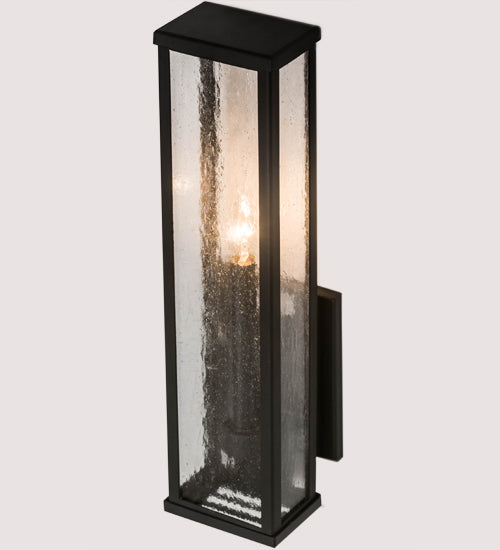 Meyda Lighting Quadrato 5" Cinnamon Coffee Metallic Darien Wall Sconce With Clear Seeded Shade Glass
