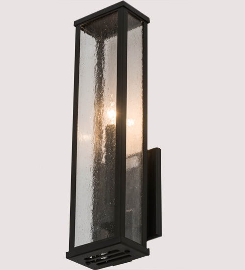 Meyda Lighting Quadrato 5" Cinnamon Coffee Metallic Darien Wall Sconce With Clear Seeded Shade Glass