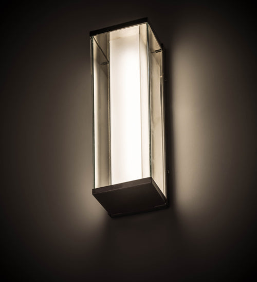Meyda Lighting Quadrato 5" LED Polished Nickel Wall Sconce With Clear & Frosted Clear Shade Glass