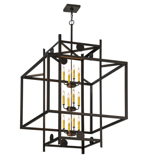 Meyda Lighting Quadrato 51" 12-Light Mahogany Bronze Uma Pendant Light With Clear Shade Glass