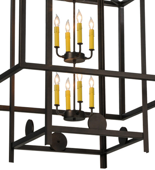 Meyda Lighting Quadrato 51" 12-Light Mahogany Bronze Uma Pendant Light With Clear Shade Glass