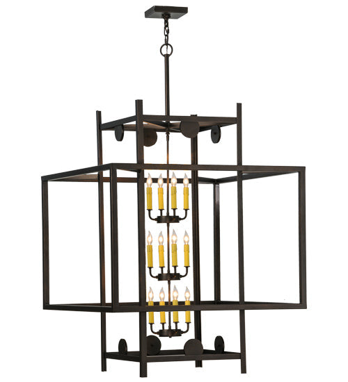Meyda Lighting Quadrato 51" 12-Light Mahogany Bronze Uma Pendant Light With Clear Shade Glass