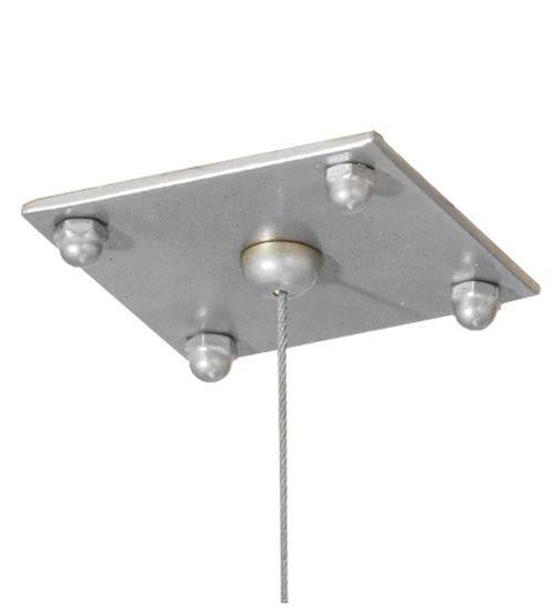 Meyda Lighting Quadrato 51" 4-Light Nickel & Faux Wood Grain Clemons Pendant Light With White Statuario Idalight Shade Glass