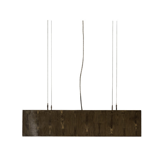 Meyda Lighting Quadrato 51" 4-Light Nickel & Faux Wood Grain Clemons Pendant Light With White Statuario Idalight Shade Glass