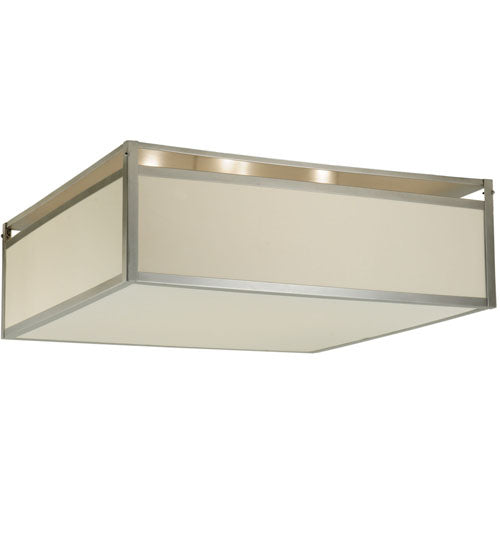 Meyda Lighting Quadrato 51" 4-Light Nickel Illusion Flush Mount Light With White Shade Glass