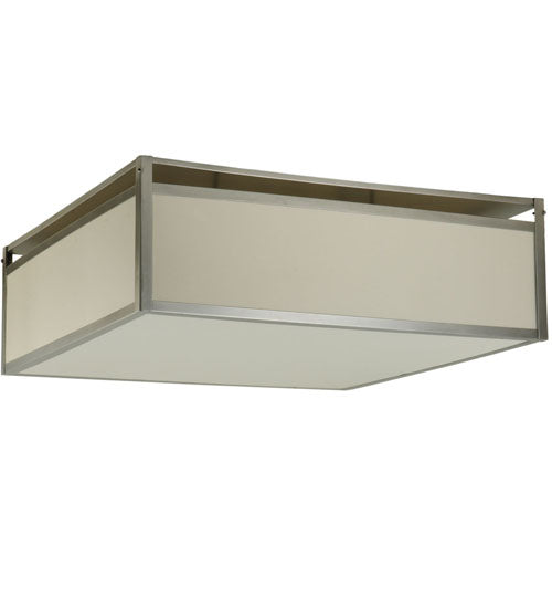Meyda Lighting Quadrato 51" 4-Light Nickel Illusion Flush Mount Light With White Shade Glass