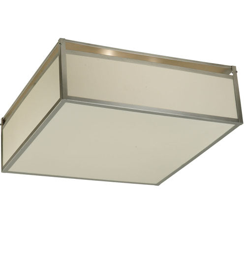 Meyda Lighting Quadrato 51" 4-Light Nickel Illusion Flush Mount Light With White Shade Glass