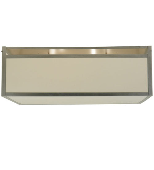 Meyda Lighting Quadrato 51" 4-Light Nickel Illusion Flush Mount Light With White Shade Glass