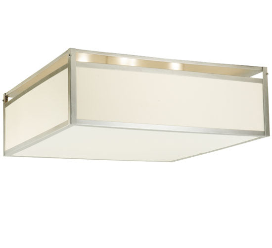 Meyda Lighting Quadrato 51" 4-Light Nickel Illusion Flush Mount Light With White Shade Glass