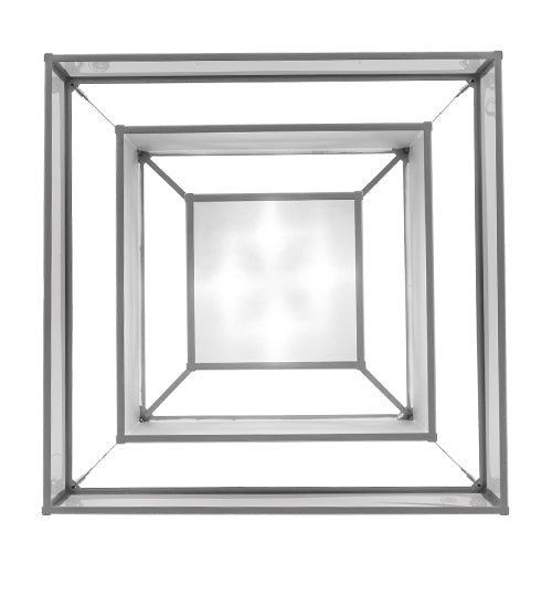 Meyda Lighting Quadrato 51" 4-Light Nickel Umador Semi-flush Mount Light With Teal Linen Textrene & Silver TextraLite Shade