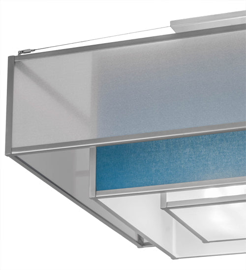Meyda Lighting Quadrato 51" 4-Light Nickel Umador Semi-flush Mount Light With Teal Linen Textrene & Silver TextraLite Shade