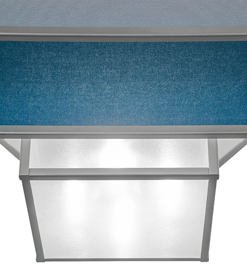 Meyda Lighting Quadrato 51" 4-Light Nickel Umador Semi-flush Mount Light With Teal Linen Textrene & Silver TextraLite Shade