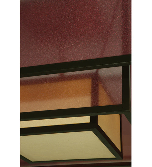 Meyda Lighting Quadrato 51" 4-Light Timeless Bronze Umador Semi-flush Mount Ceiling Light With Aubergine Organza Shade