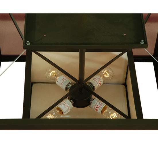 Meyda Lighting Quadrato 51" 4-Light Timeless Bronze Umador Semi-flush Mount Ceiling Light With Aubergine Organza Shade