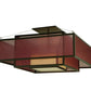 Meyda Lighting Quadrato 51" 4-Light Timeless Bronze Umador Semi-flush Mount Ceiling Light With Aubergine Organza Shade