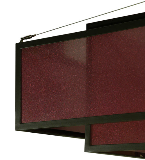 Meyda Lighting Quadrato 51" 4-Light Timeless Bronze Umador Semi-flush Mount Ceiling Light With Aubergine Organza Shade