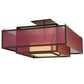 Meyda Lighting Quadrato 51" 4-Light Timeless Bronze Umador Semi-flush Mount Ceiling Light With Aubergine Organza Shade