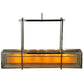 Meyda Lighting Quadrato 54" 6-Light Chrome Lange Island Pendant Light With Amber and Clear Seed Shade Glass