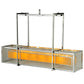 Meyda Lighting Quadrato 54" 6-Light Chrome Lange Island Pendant Light With Amber and Clear Seed Shade Glass