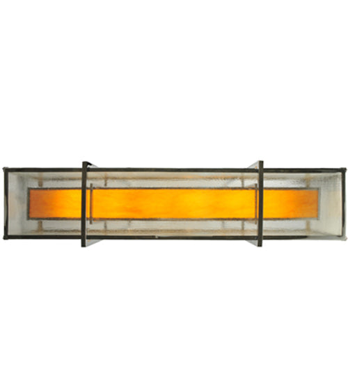 Meyda Lighting Quadrato 54" 6-Light Chrome Lange Island Pendant Light With Amber and Clear Seed Shade Glass