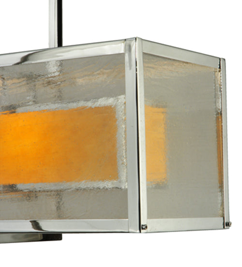 Meyda Lighting Quadrato 54" 6-Light Chrome Lange Island Pendant Light With Amber and Clear Seed Shade Glass
