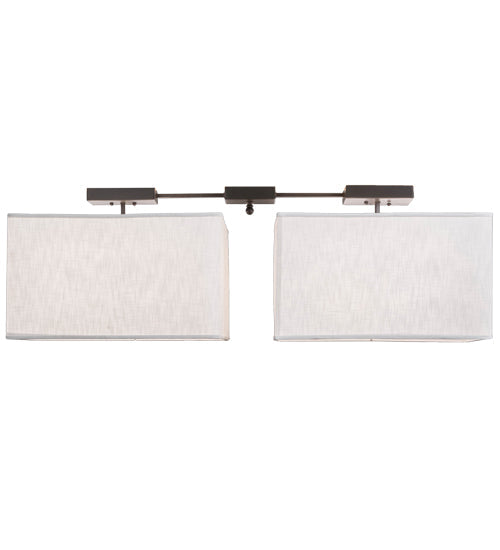 Meyda Lighting Quadrato 55" 8-Light Timeless Bronze Pendant Light With Brussels Linen Textrene And Statuario Idalight Shade