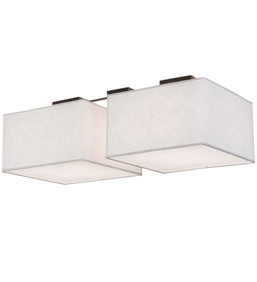 Meyda Lighting Quadrato 55" 8-Light Timeless Bronze Pendant Light With Brussels Linen Textrene And Statuario Idalight Shade