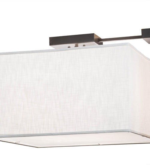 Meyda Lighting Quadrato 55" 8-Light Timeless Bronze Pendant Light With Brussels Linen Textrene And Statuario Idalight Shade