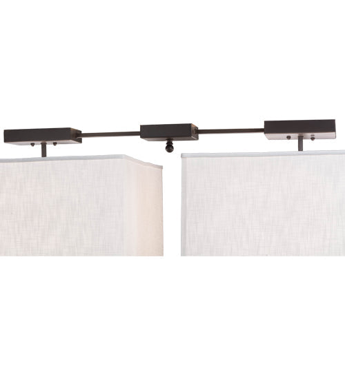 Meyda Lighting Quadrato 55" 8-Light Timeless Bronze Pendant Light With Brussels Linen Textrene And Statuario Idalight Shade