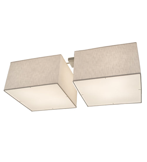 Meyda Lighting Quadrato 55" 8-Light Weatherable Silver Pendant Light With Beige Natural Textrene & White Statuario Idalight Shade Glass