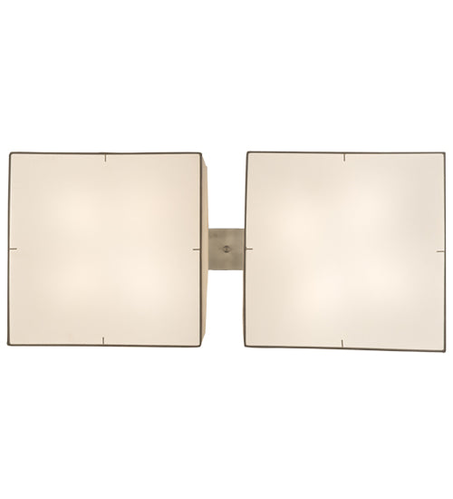 Meyda Lighting Quadrato 55" 8-Light Weatherable Silver Pendant Light With Beige Natural Textrene & White Statuario Idalight Shade Glass